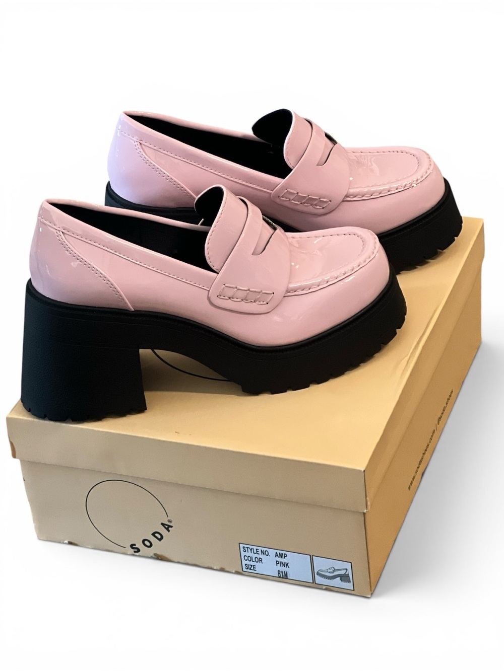 SODA Pink Platform Penny Loafers for Women